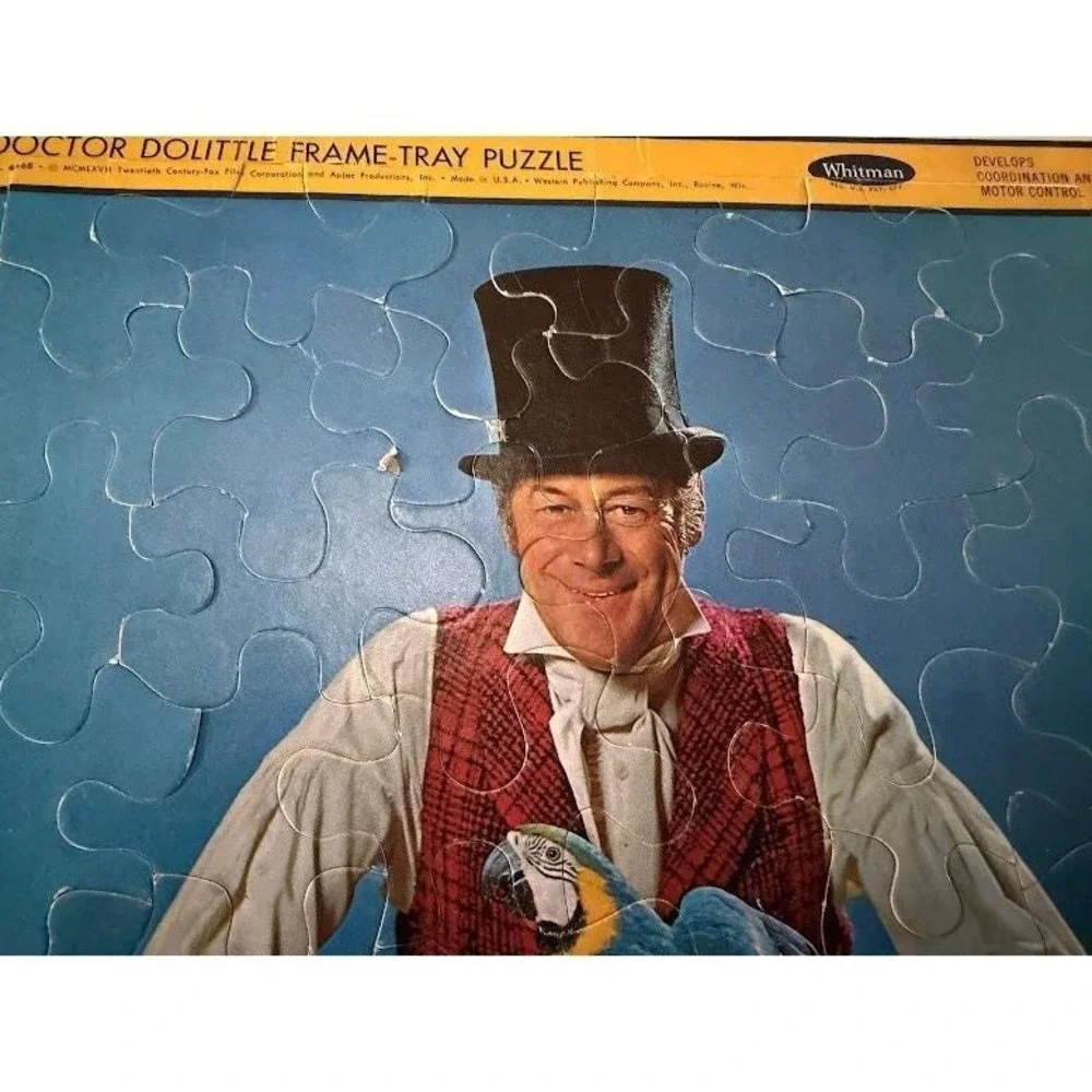 Vintage 1967 Whitman Doctor Dolittle Frame-Tray Puzzle Rex Harrison No. 4568